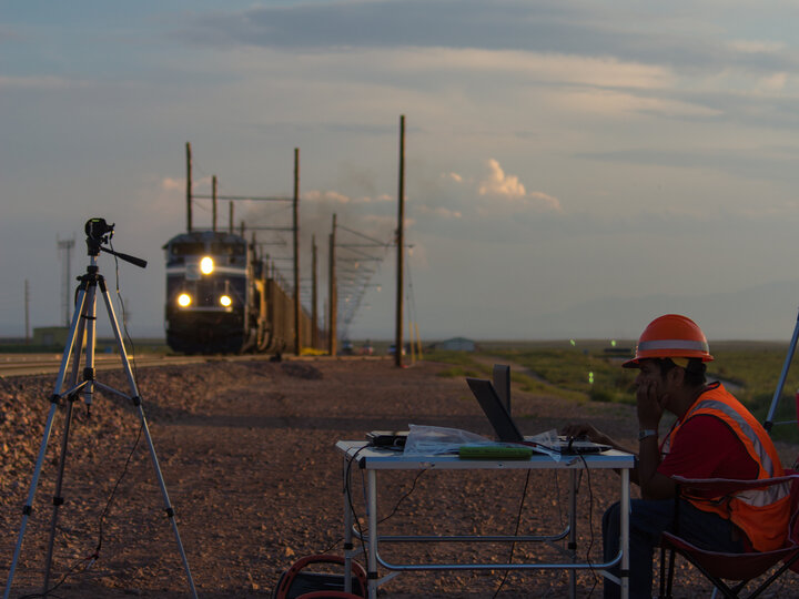 Train during dusk